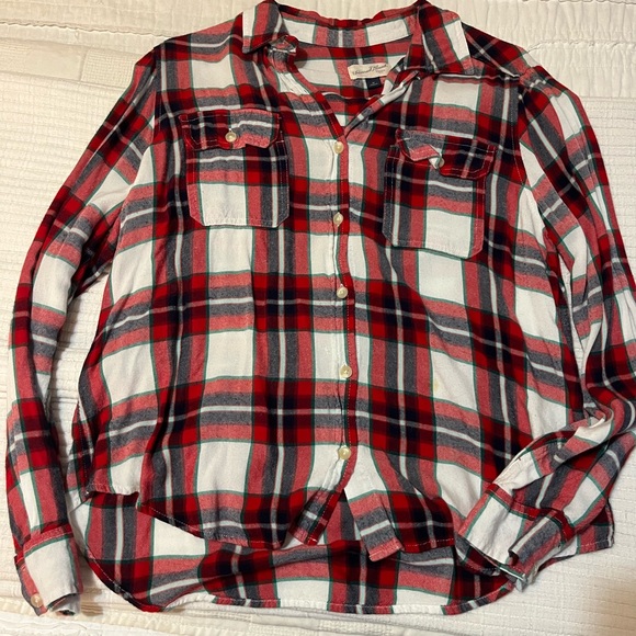 Universal Thread Tops - Universal Thread Red and Black Plaid Women's Button Down Shirt